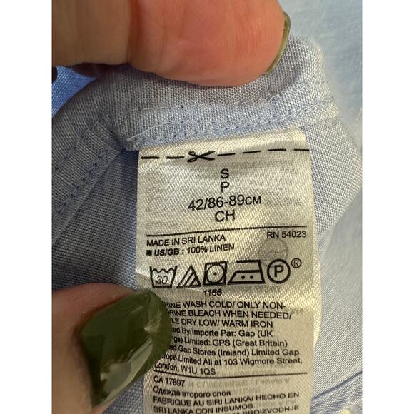 Banana Republic 100% Linen Button Front Shirt Light Blue Quinn Fit Women Small - Picture 9 of 9